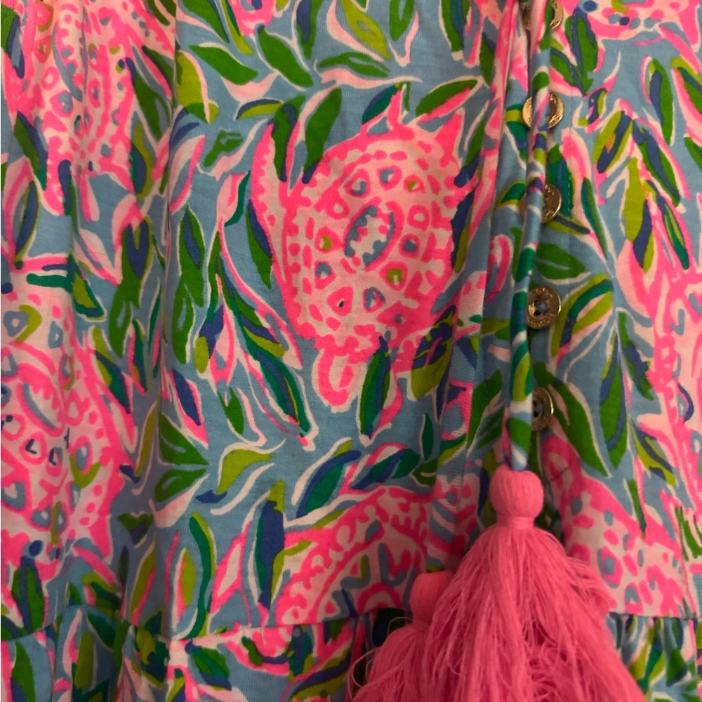 Lilly Pulitzer Pink & Green Floral Tiered Maxi Dress - Picture 3 of 4